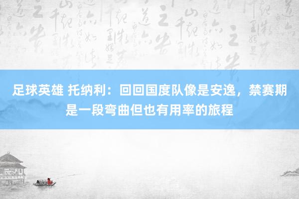 足球英雄 托纳利：回回国度队像是安逸，禁赛期是一段弯曲但也有用率的旅程