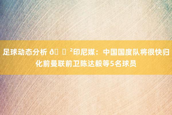 足球动态分析 😲印尼媒：中国国度队将很快归化前曼联前卫陈达毅等5名球员