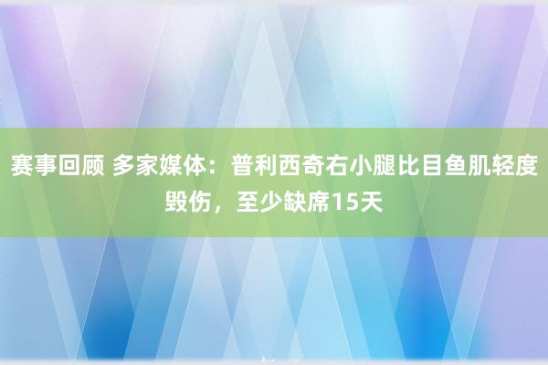 赛事回顾 多家媒体：普利西奇右小腿比目鱼肌轻度毁伤，至少缺席15天