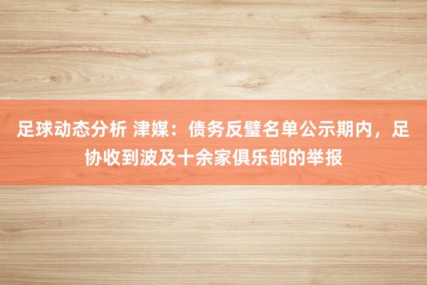 足球动态分析 津媒：债务反璧名单公示期内，足协收到波及十余家俱乐部的举报