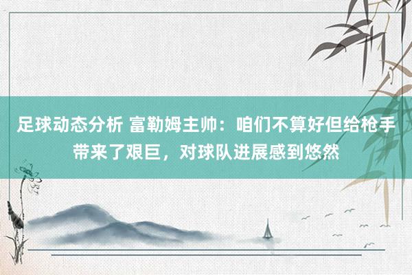 足球动态分析 富勒姆主帅：咱们不算好但给枪手带来了艰巨，对球队进展感到悠然