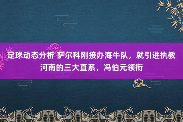 足球动态分析 萨尔科刚接办海牛队，就引进执教河南的三大直系，冯伯元领衔